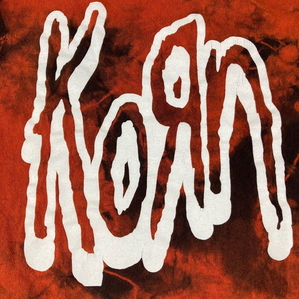 Korn T Shirt Red Black Tie Dye Logo Nu Metal Rock Band Tee Approx XL